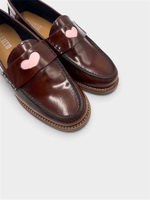 Mocassino color sella in pelle con cuore rosa IL LACCIO | ANGYABRASIVATOSELLA